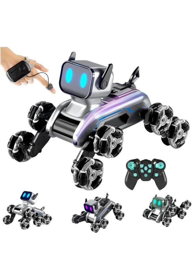 Brighterbee Smart RC Robot Dog Car 8WD - 2.4GHz Remote & Gesture Sensor Control, 360° Stunt Car with LED Lights & Music, Rechargeable Robot Toy for Kids.. - Image 1